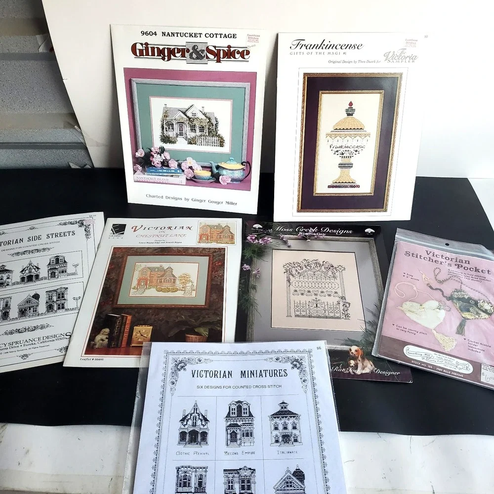 Lot of 7 Victoria Sampler Frankincense Cross Stitch Pattern etc Victorian Theme